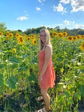 Abercrombie & Fitch Orange Spotted Spaghetti-Strap Dress size small